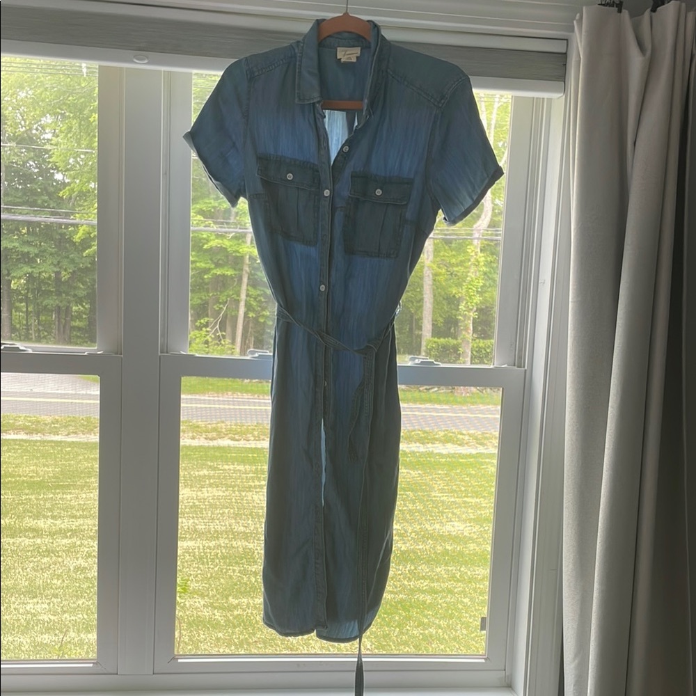 Andrea Jovine Blue Buttoned Midi Dress